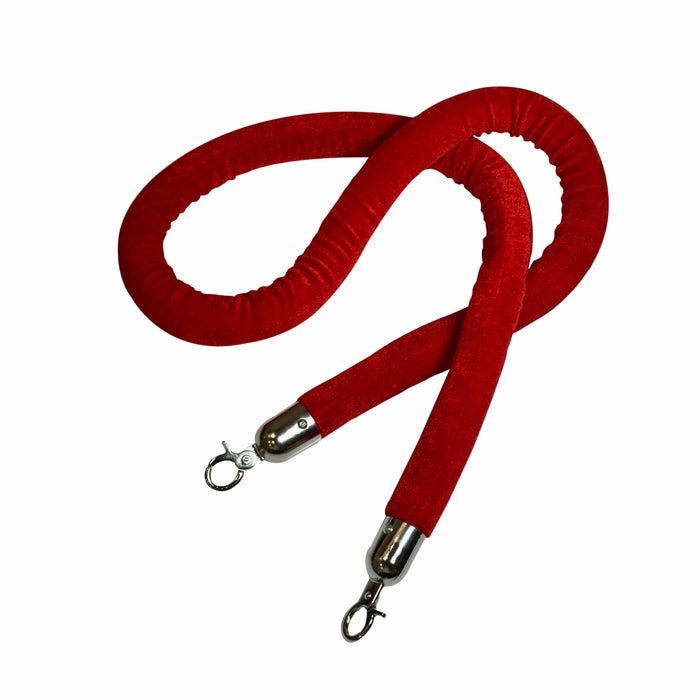 Velvet Braided Rope With Silver Knob Attached On Both Sides, Length 150 MM, Color (Red)
