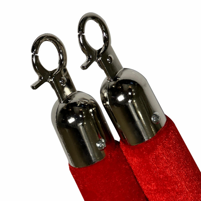 Velvet Braided Rope With Silver Knob Attached On Both Sides, Length 150 MM, Color (Red)