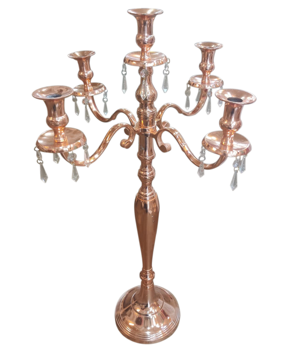 Rose Gold Embossed Candelabra With 5 Arms
