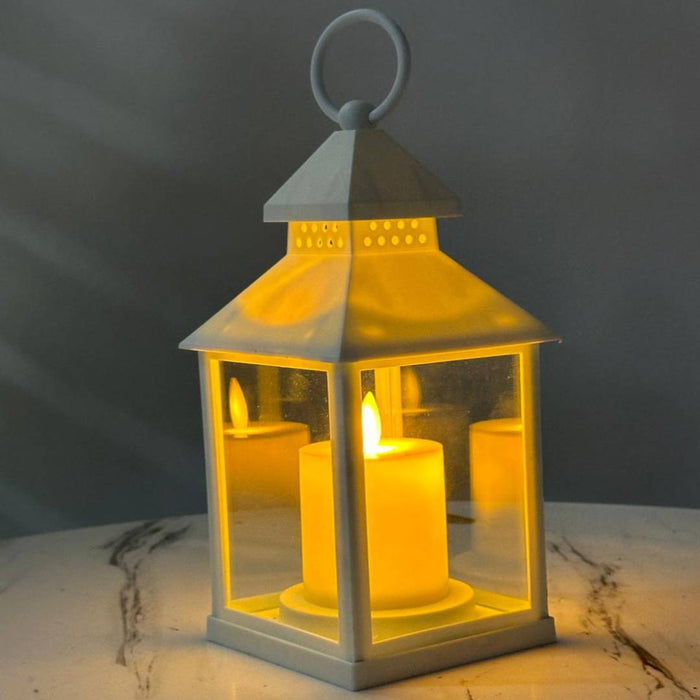 Gold Lantern with LED Candle For Living Room and Other Decor