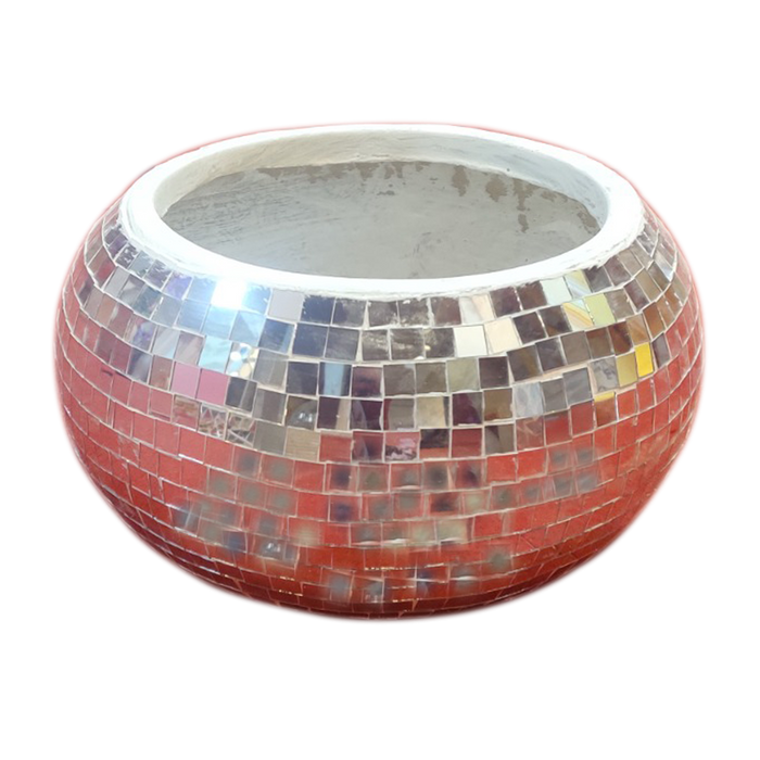 Handmade Fiberglass Mirror Mosaic Pot For Decor