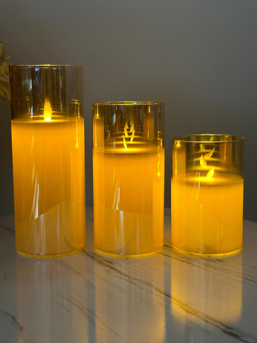 LED Glass Pillar Candle With Real Wax For Decor Prospective