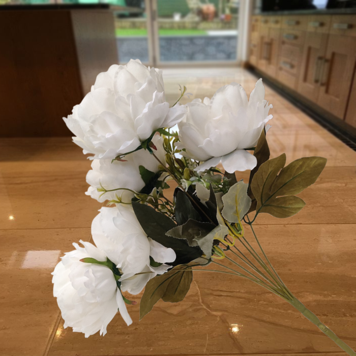 Artificial Peony Flower For Several Decor Aspect, Color White, Unique Styles