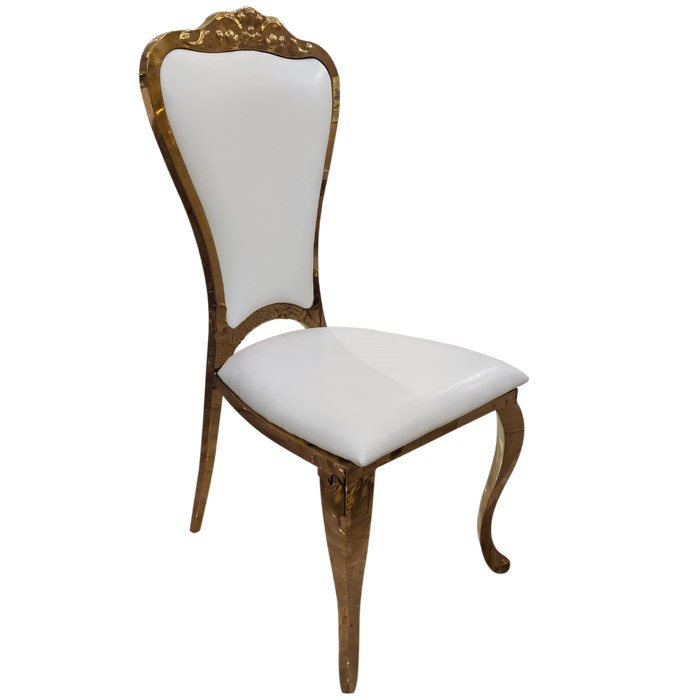 White With Gold Stainless Steel Chair For Decor