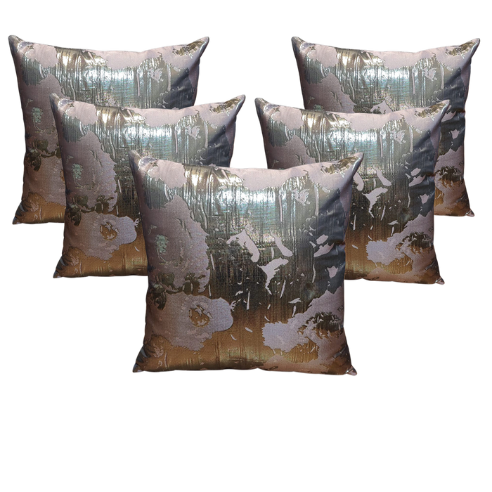 Foil Print Fabric Cushion Covers | Set Of 5 Pcs