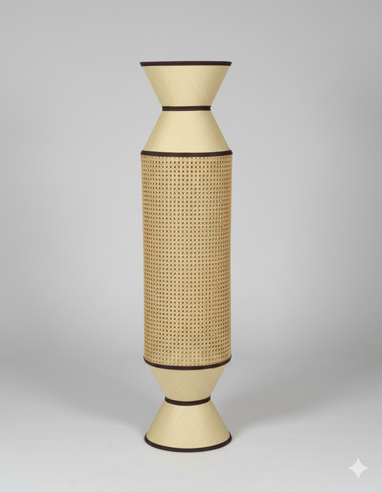 7 Star Decor Tall Rattan Cylinder Floor Lamp – Modern Cane Standing Light