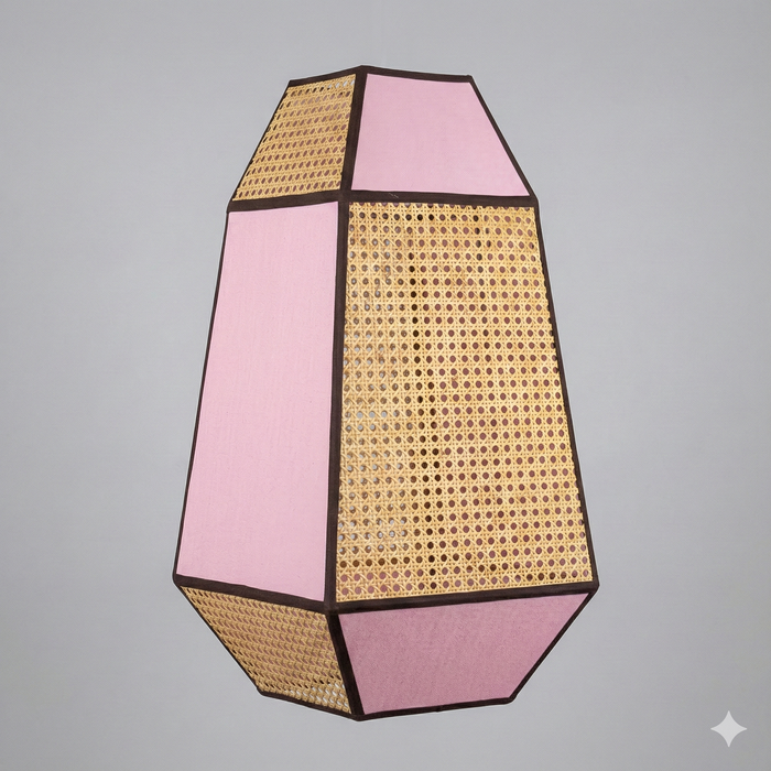 7 Star Decor Aurora Cane & Linen Pendant Lamp – Modern Boho Rattan Light Fixture