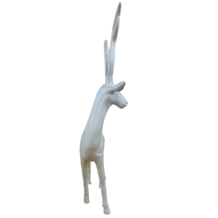 White Fiberglass Reindeer With Horns For Decor