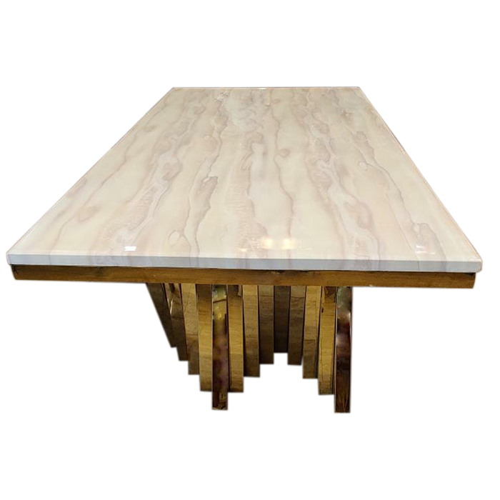 Stainless Steel White With Gold Dining Table