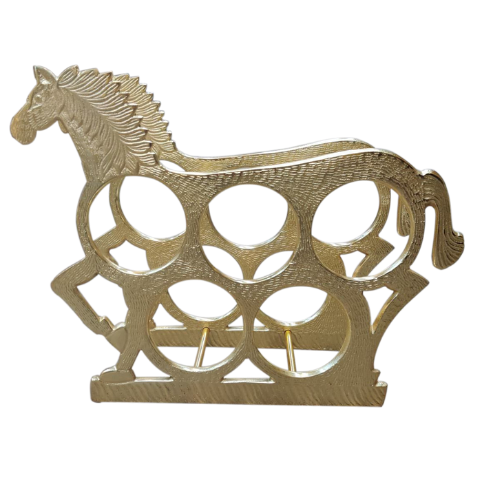 Gold Horse Shape Wine Rack Stand For Decor