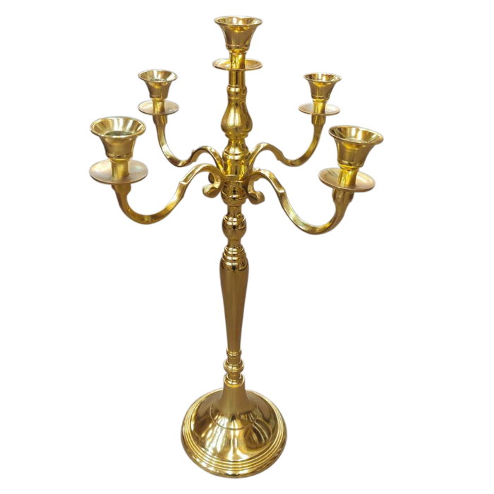Gold Metal Candelabra Candle Stand/Holder With 5 Arm