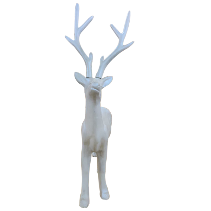 White Handmade Fiberglass Reindeer With Horns