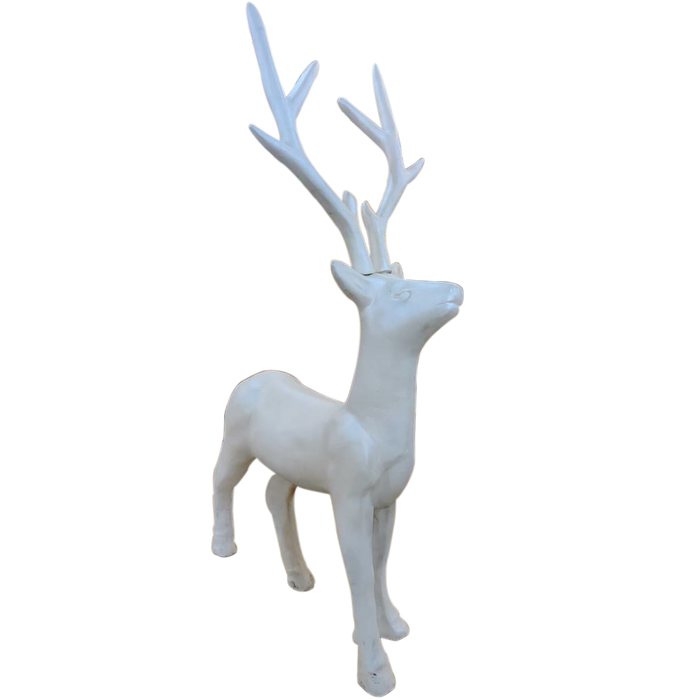White Handmade Fiberglass Reindeer With Horns