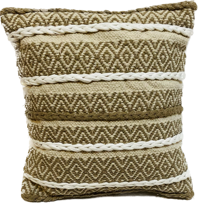 Handloom Geometric Pattern Macrame Cushion Cover