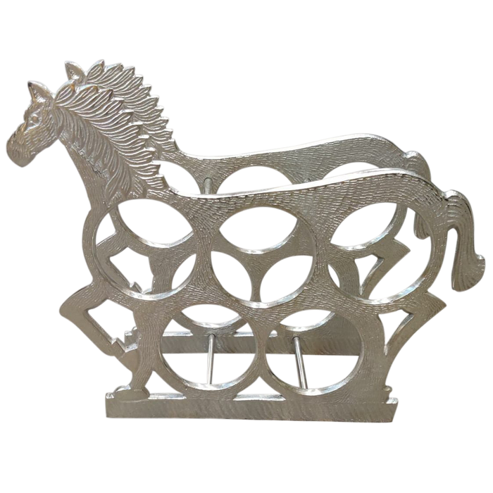 Silver Horse Wine Rack Stand For Decor