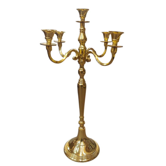 Gold Metal Candelabra Candle Stand/Holder With 5 Arm