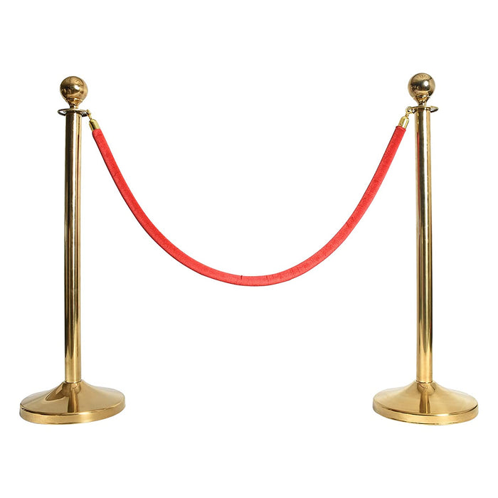 Stainless Steel Gold Q Manager with Red Rope | Set Of 2 Poles