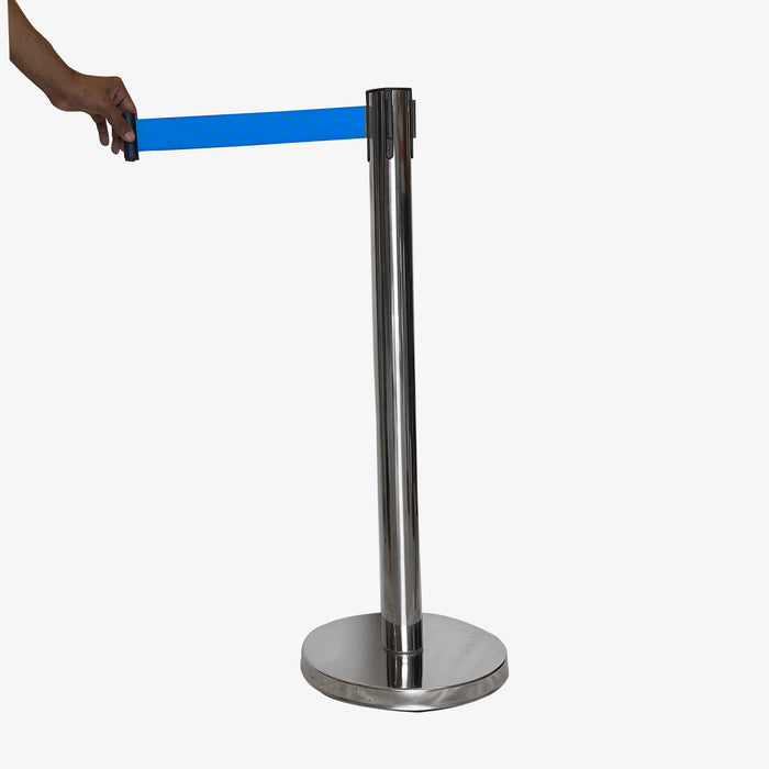Stainless Steel Queue Manager with Blue Belt | Set Of 2 Poles