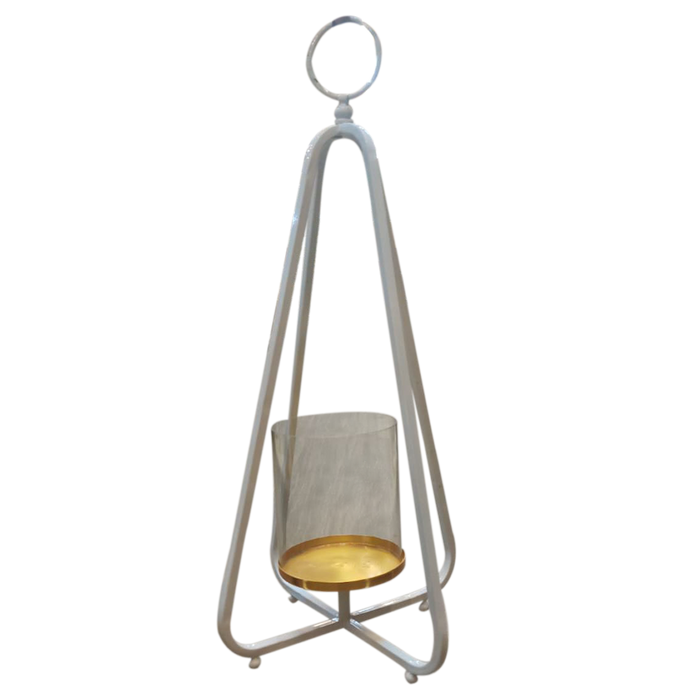 White Hurricane Glass Hanging Candle Holder For Decor