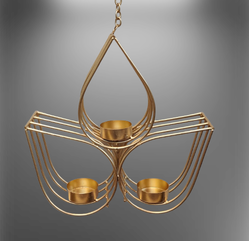 Gold Metal Hanging Candle Stand For Decor