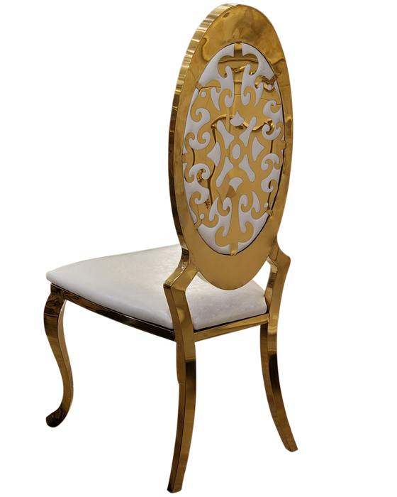 White With Gold Stainless Steel Chair For Decor