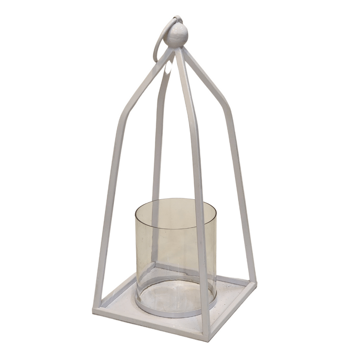 White Hurricane Glass Hanging Candle Holder For Centerpiece