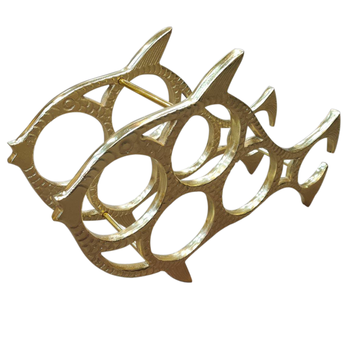 Gold Fish Shape Wine Rack Stand For Decor