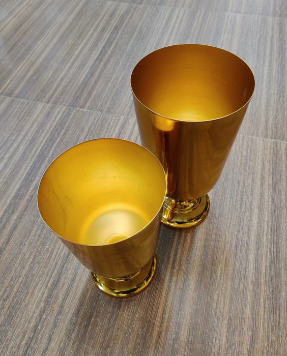 Gold Metal Pot For Decor | Set Of 2 Pcs