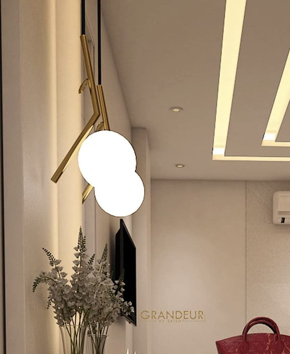 Matte Gold Frame Pendant Light for Kitchen | Living Room