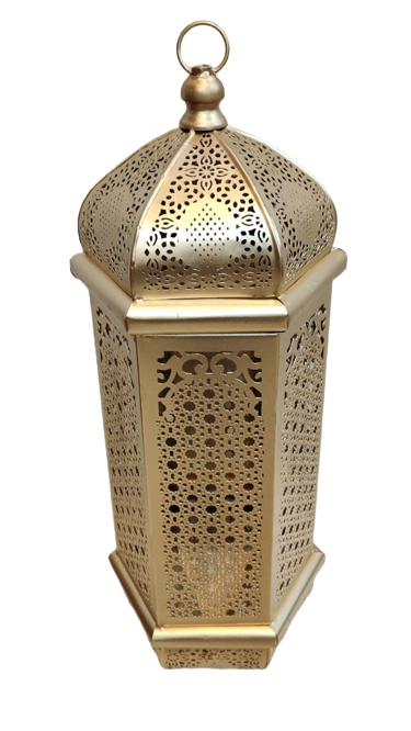 Gold Metal Glass Lantern For Decor