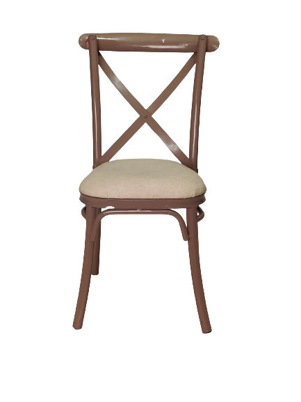 Brown Cross Backed Chair For Outdoor Decor - Main Image