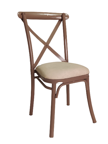Brown Cross Backed Chair For Outdoor Decor