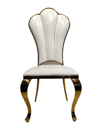 Stainless Steel Dining Chair | Color: White With Gold