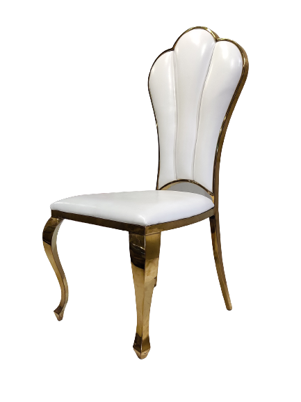 Stainless Steel Dining Chair | Color: White With Gold