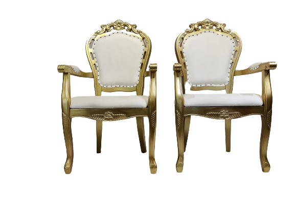 Stainless Steel Dining Chairs | Color: White With Gold