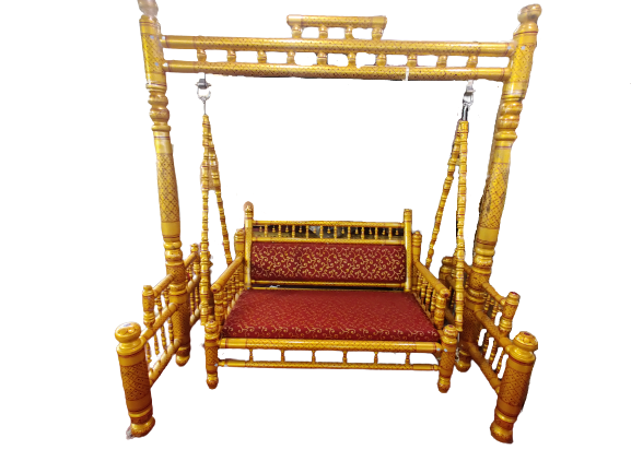 Wooden Jhoola For Decor | Color: Gold — Bharat Wholesales