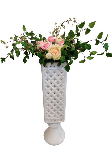White Plastic Flowers Pots For Decor