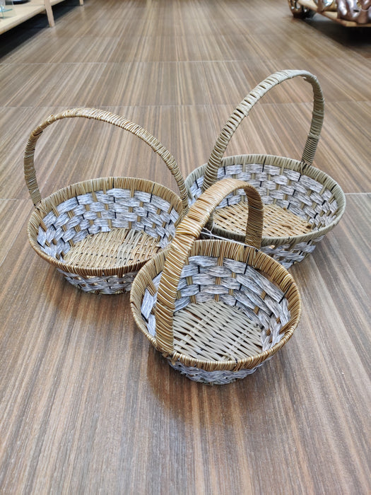 Brown Plastic Basket  For Décor | Set Of 3 Pcs