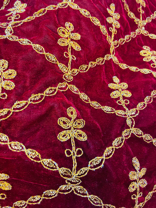 Lycra Velvet Fabrics (Zari Work)