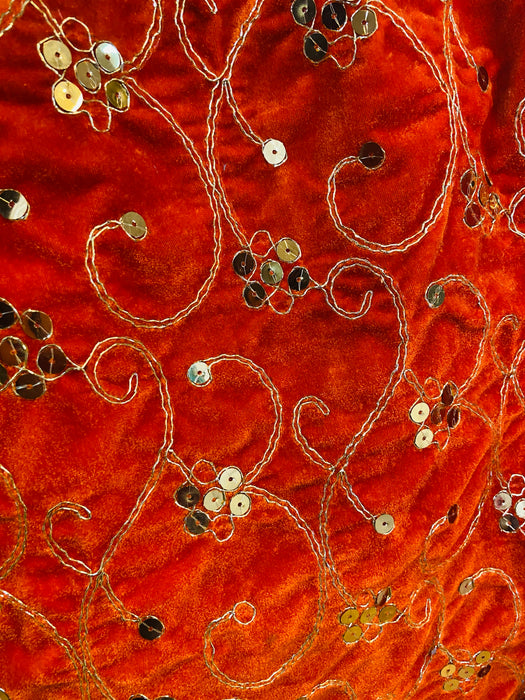 Zari Work Velvet Floral Pattern Fabrics