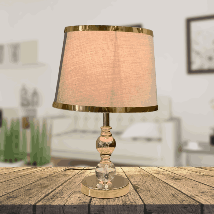 Gold Round Bedside Table Lamp For Bedroom & Living Room