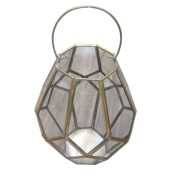 Gold Lantern With Glass For Decor and Event