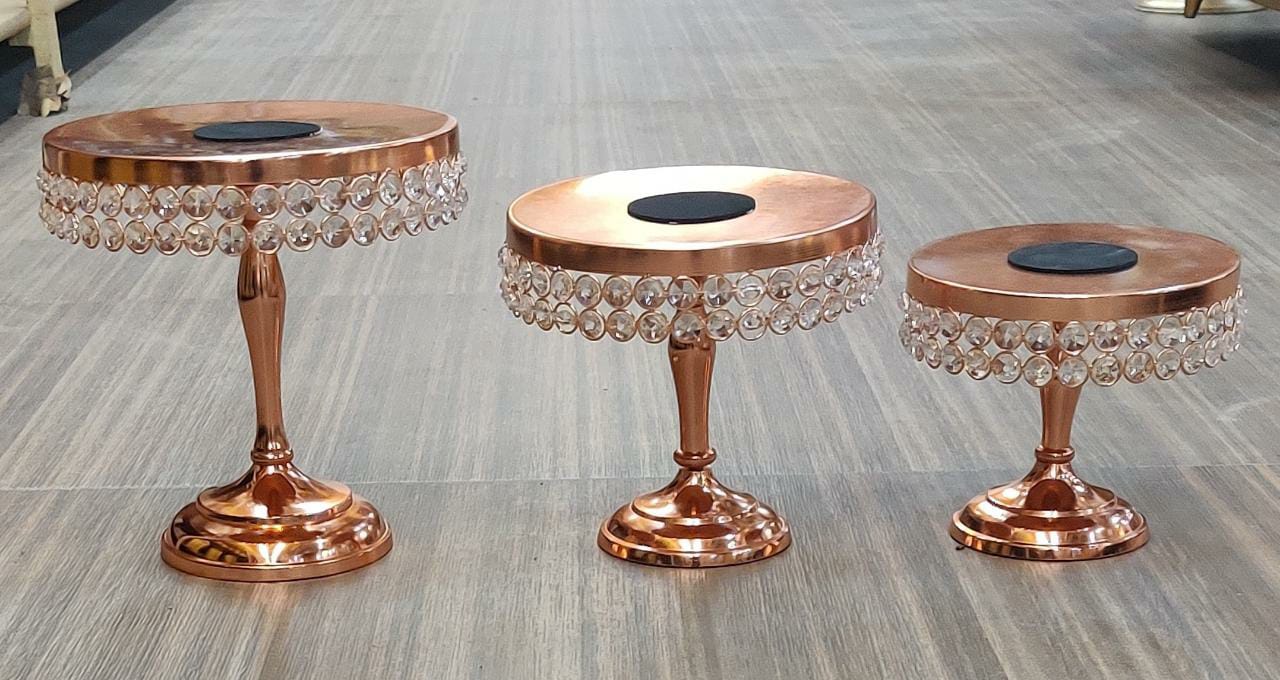 Gold Decorative Round Metal Stand | Set Of 3 Pcs
