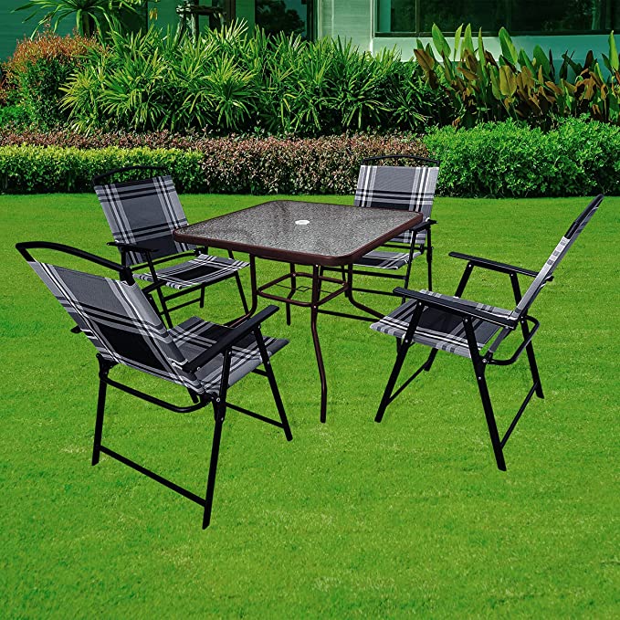 Outdoor Patio Metal Chairs Table Set - Main Image