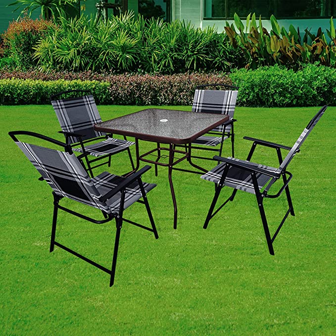 Outdoor Patio Metal Chairs & Table Set