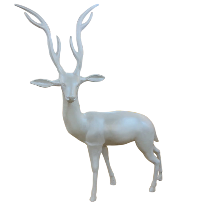 White Fiberglass Reindeer With Horns For Decor