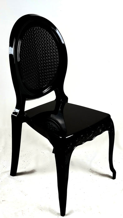 Black Round Back Acrylic Chair With Cushion