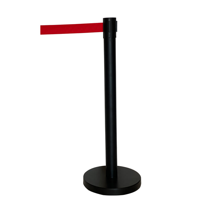 Black Queue Manager With Red Ribbon Belt | Set Of 2 Poles