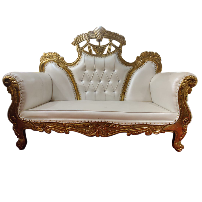 White With Gold Couple Sofa For Decor