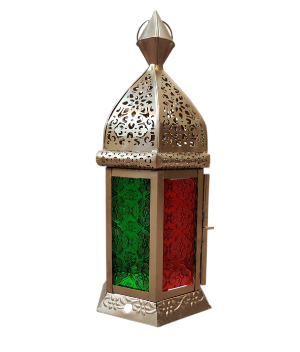 Gold Lantern With Glass For Decor